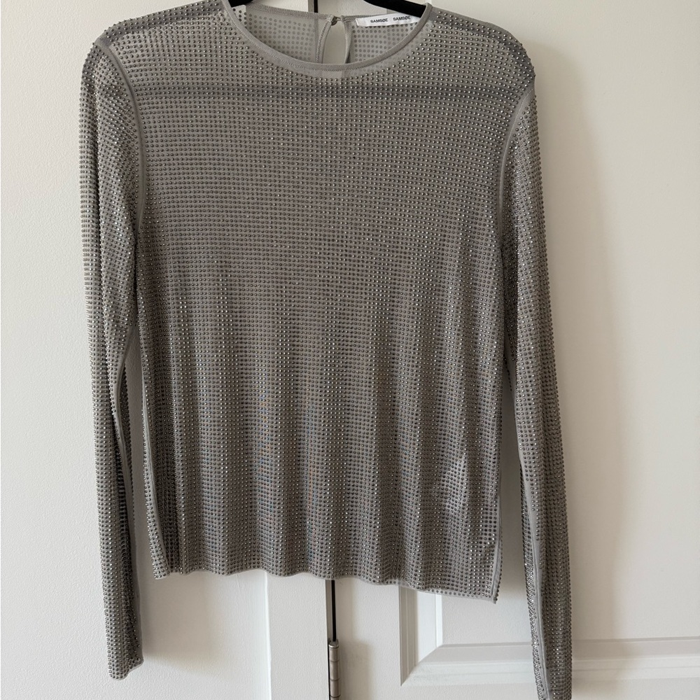 Samsoe Gray Mesh/shimmer Women's Top size Small